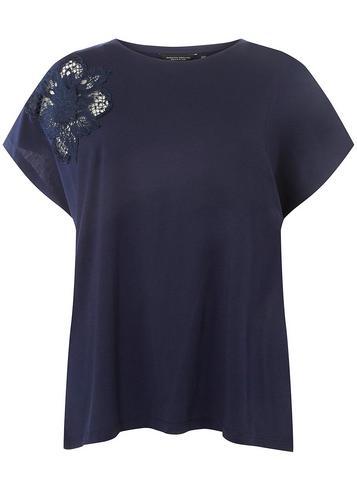Dorothy Perkins *dp Curve Navy Floral Applique T-shirt