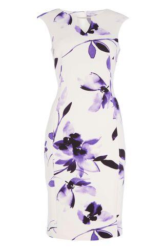 Dorothy Perkins *roman Originals Ivory Scuba Keyhole Shift Dress