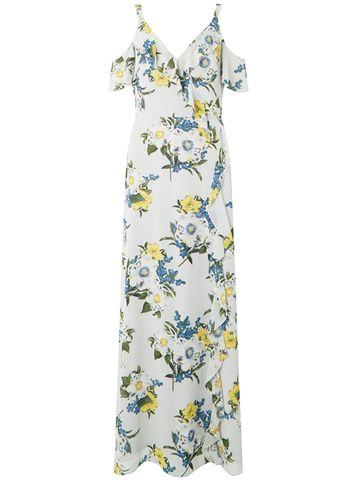 Dorothy Perkins Multi Coloured Cold Shoulder Ruffle Maxi Dress