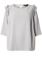 Dorothy Perkins Dp Curve Grey Ruffle Shoulder Top