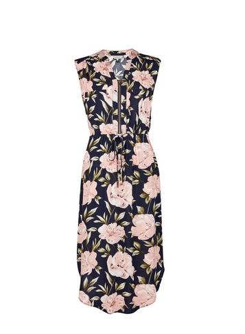 *billie & Blossom Navy Floral Print Sleeveless Midi Dress