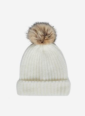 Dorothy Perkins Cream Knitted Pom Hat