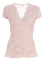 Dorothy Perkins *quiz Nude And Pink Lace Peplum Top