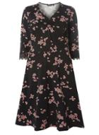 Dorothy Perkins Dp Curve Mulit Coloured Floral Lace Fit And Flare Dress