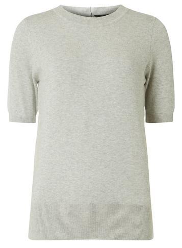 Dorothy Perkins Grey Pearl Button Knitted T-shirt