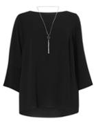 Dorothy Perkins Dp Curve Black Necklace Trim Blouse
