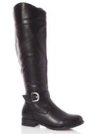 *quiz Black Faux Leather Western Boots