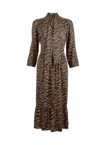 Dorothy Perkins Tan Pussybow Smock Midi Dress