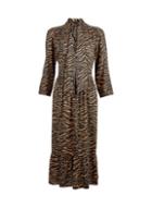 Dorothy Perkins Tan Pussybow Smock Midi Dress