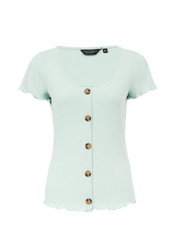 Dorothy Perkins Pistachio Ribbed Button T-shirt