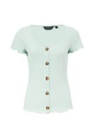 Dorothy Perkins Pistachio Ribbed Button T-shirt