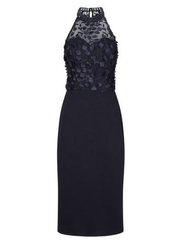 *chi Chi London Navy Floral Lace Bodycon Dress
