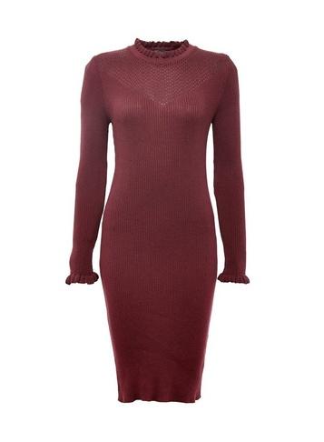 Dorothy Perkins Oxblood Ruffle Knitted Dress