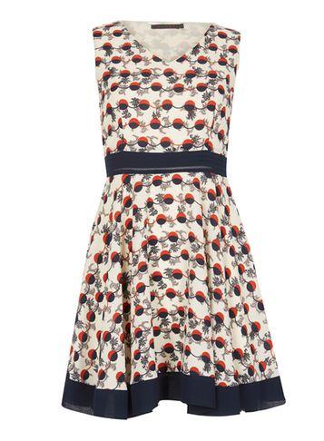Dorothy Perkins *tenki Cream Geometric Circle Dress