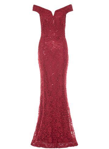Dorothy Perkins *quiz Berry Lace Sequin Maxi Dress