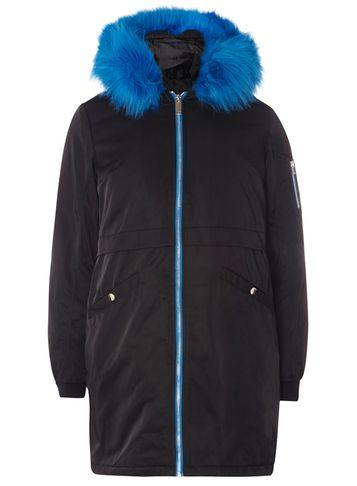 Dorothy Perkins Black And Blue Parka Coat