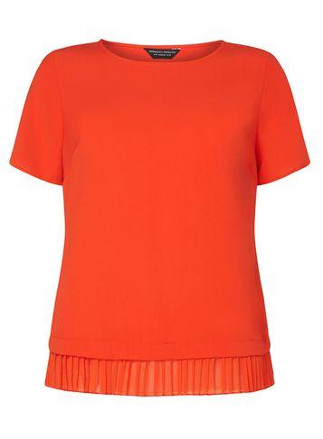 Dorothy Perkins Red Pleat Hem Tee