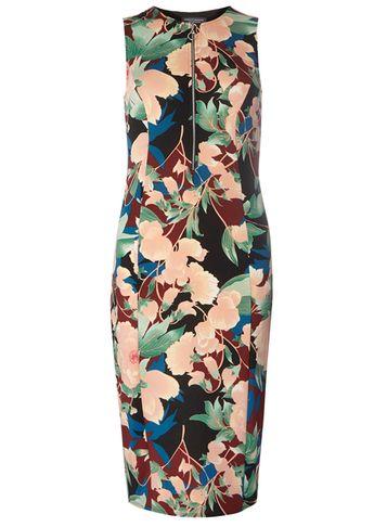 Dorothy Perkins *tall Red Zip Front Scuba Dress