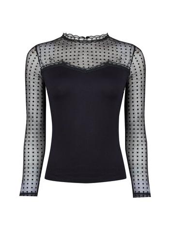 Dorothy Perkins Petite Black Spot Mesh Top