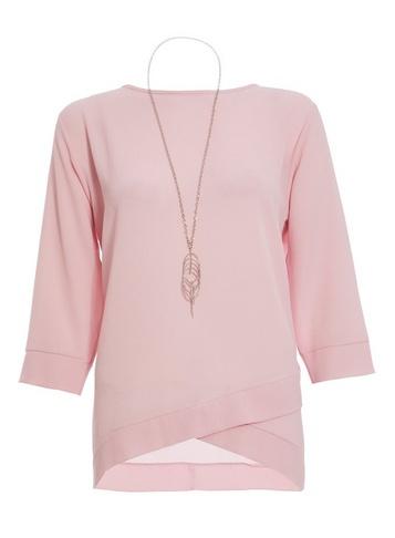 *quiz Pink Crossover Necklace Top