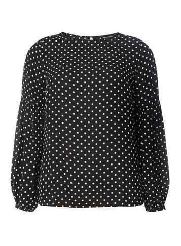 Dorothy Perkins Black Polka Dot Balloon Sleeve Top
