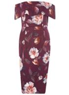 Dorothy Perkins Wine Red Premium Floral Print Pencil Dress