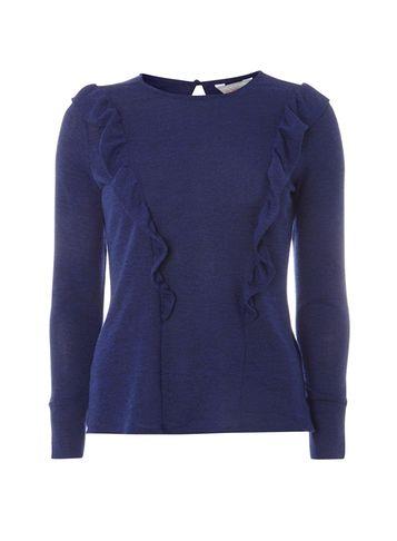 Dorothy Perkins Petite Cobalt Frill Front Top