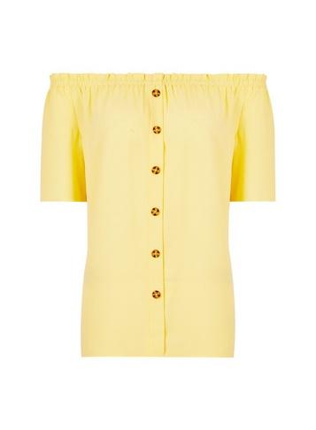 Dorothy Perkins Lemon Button Bardot Top