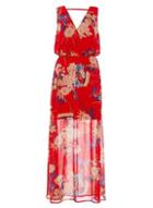 Dorothy Perkins *quiz Red Oriental Print Maxi Dress