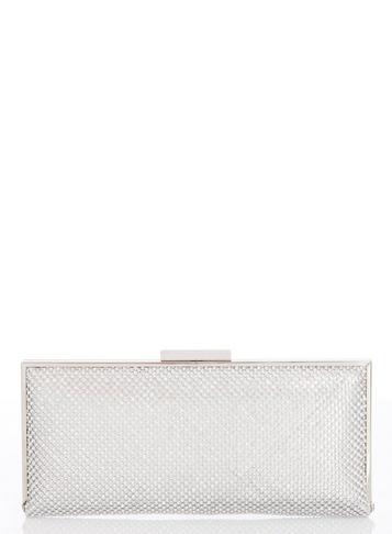 *quiz Silver Diamante Clutch Bag