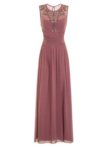 Dorothy Perkins *little Mistress Blush Trim Detail Maxi Dress
