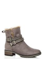 Dorothy Perkins *quiz Grey Double Buckle Ankle Boots