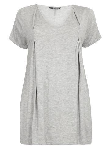 Dorothy Perkins Dp Curve Grey Pleat Front Tee