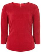 Dorothy Perkins *only Red 3/4 Sleeve Woven Plisse Top