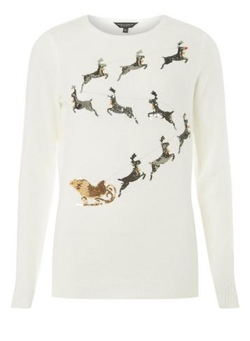 Dorothy Perkins *tall White Reindeer Design Jumper