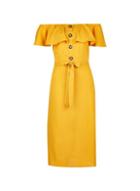 Dorothy Perkins *yellow Button Through Bardot Dress