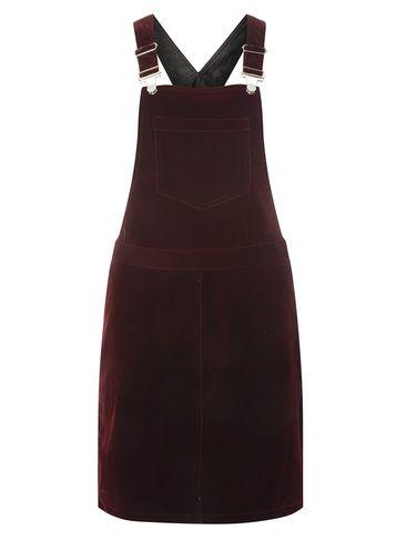 Dorothy Perkins *tall Berry Velvet Dungaree Dress