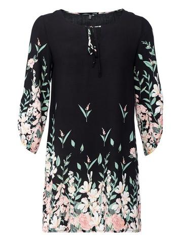 *izabel London Black Border Print Shift Dress