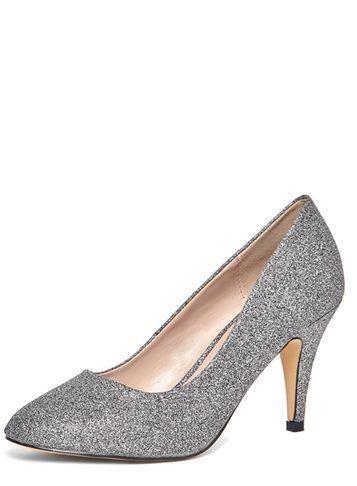 Dorothy Perkins Pewter Glitter 'claudia' Court Shoes