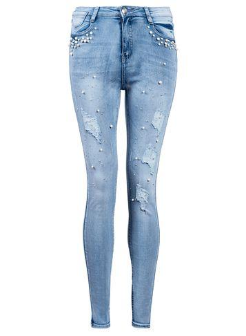 Dorothy Perkins *quiz Blue Stretch Denim Pearl Jean