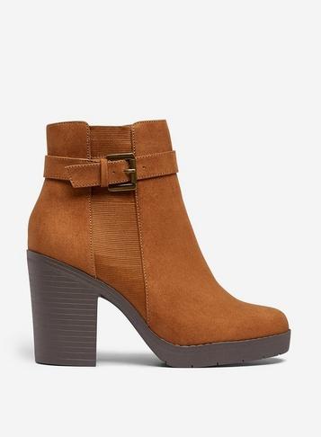Dorothy Perkins Wide Fit Tan Aggy Ankle Boots