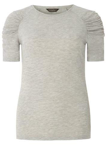 Dorothy Perkins Grey Ruched Sleeve T-shirt