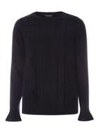 Dorothy Perkins Navy Ruffle Cable Jumper