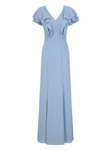 *chi Chi London Blue Ruffle Sleeve Maxi Dress