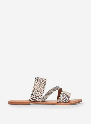 Dorothy Perkins Jasmine Snake Print Asymmetric Leather Sandals