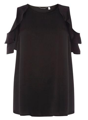 Dorothy Perkins Dp Curve Black Cold Shoulder Ruffle Top
