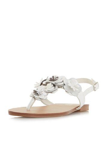 Dorothy Perkins *head Over Heels By Dune White 'lizza' Flat Sandals