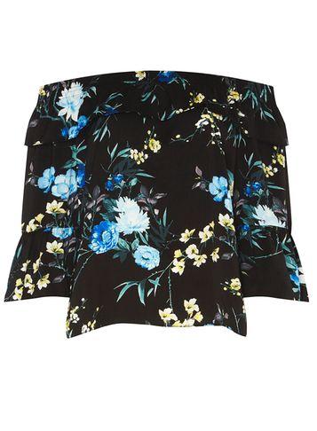 Dorothy Perkins Black Oriental Print Bardot Top