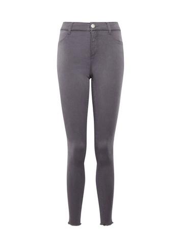 Dorothy Perkins Charcoal Raw Hem 'frankie' Super Soft Skinny Jeans