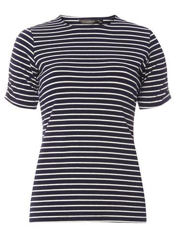 Dorothy Perkins Navy And Ivory Stripe Pearl Insert T-shirt